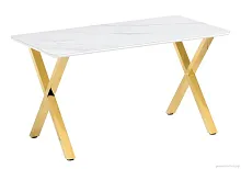 Керамический стол Селена 3 160х90х77 белый мрамор / золото 572186 Woodville столешница белая из керамика