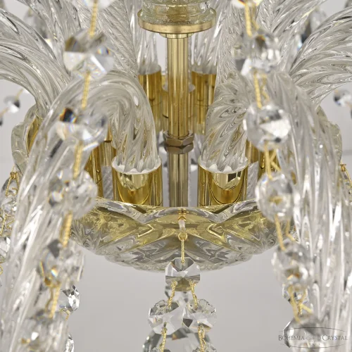 Люстра подвесная 105/10/240 G Bohemia Ivele Crystal без плафона на 10 ламп, основание прозрачное золотое в стиле классический sp фото 6