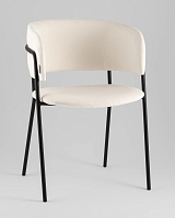 Кресло Нэлли New, буклированный велюр белый УТ000039980 Stool Group, белый/букле, ножки/металл/чёрный, размеры - *****