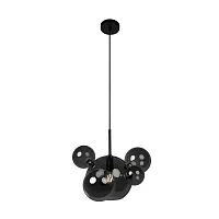 Светильник подвесной Bolle 2029-P6 mini LOFT IT чёрный на 1 лампу, основание чёрное в стиле современный молекула шар