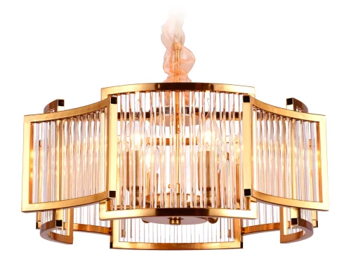 Люстра подвесная Traditional TR5368 Ambrella light прозрачная на 6 ламп, основание золотое в стиле классический 