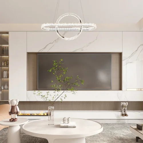 Люстра подвесная LED с пультом AM-Venezia 311311/L800 NI Arte Milano прозрачная на 1 лампу, основание никель в стиле современный кольца с пультом фото 13