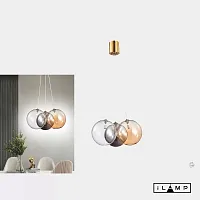 Светильник подвесной Drop 8110P/3 BR-MLT iLamp янтарный прозрачный 3 лампы, основание латунь в стиле современный шар