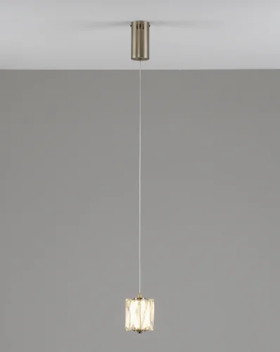 Светильник подвесной LED Prismique V11712-PL Moderli прозрачный на 1 лампу, основание латунь в стиле современный фото 2