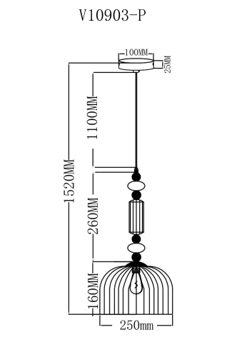 Светильник подвесной Charm V10903-P Moderli белый 1 лампа, основание золотое в стиле современный выдувное фото 5