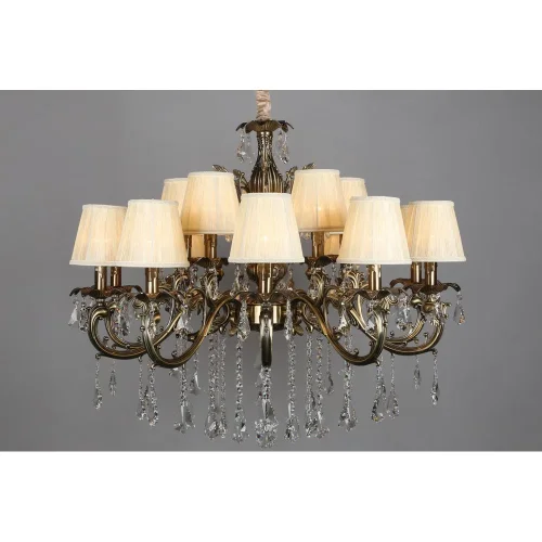 Люстра подвесная Catanzaro OML-30813-15 Omnilux бежевая на 15 ламп, основание бронзовое в стиле классический фото 4
