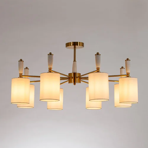 Люстра потолочная Waverley A4102PL-8PB Arte Lamp белая на 8 ламп, основание медь в стиле современный фото 2 Люстра потолочная Waverley A4102PL-8PB Arte Lamp белая на 8 ламп, основание медь в стиле современный фото 2