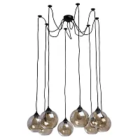 Светильник подвесной лофт Фьюжен 392016208 MW-Light прозрачный 8 ламп, основание чёрное в стиле лофт spider шар