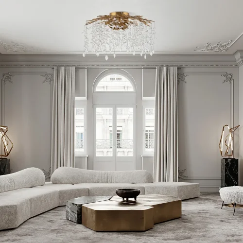 Люстра потолочная Милано-3 23312.700.6.G9.B IB Артемилано прозрачная на 6 ламп, основание бронзовое в стиле флористика современный ветви фото 2