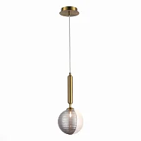 Светильник подвесной Aveiro SLE1096-203-01 Evoluce белый прозрачный 1 лампа, основание матовое золото в стиле современный шар