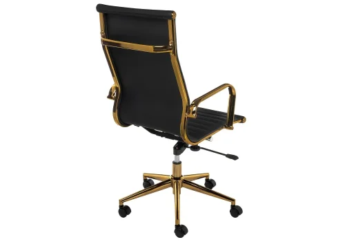 Компьютерное кресло Reus золотой / черный 11674 Woodville, чёрный/искусственная кожа, ножки/металл/золотой, размеры - *1150***550*620 фото 4