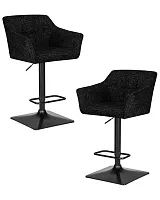 Стул барный набор 2 шт. SET-2 5033-LM RALF, цвет сиденья черный твид (LEO18), цвет основания черный Dobrin, /текстиль, ножки/металл/чёрный, размеры - 900*1120***580*550