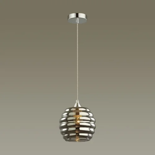 Светильник подвесной Monty 5284/1 Lumion серый чёрный 1 лампа, основание хром в стиле модерн  фото 3
