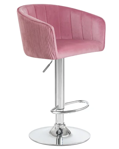 Стул барный 5025-LM DARCY,  цвет сиденья розовый (1922-16), цвет основания хром Dobrin, розовый/велюр, ножки/металл/хром, размеры - 860*1070***510*460 фото 2