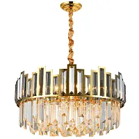 Люстра подвесная IMPERIUM 76018/10C GOLD PLATED Natali Kovaltseva прозрачная золотая на 8 ламп, основание золотое в стиле классический 