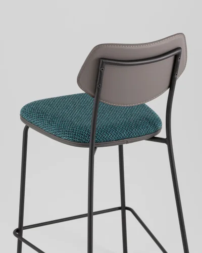 Стул полубарный Casey, темно-бирюзовый, с серой экокожей УТ000039578 Stool Group, бирюзовый/рогожка, ножки/металл/чёрный, размеры - ***** фото 6