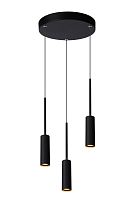 Светильник подвесной LED Tubule 24401/21/30 Lucide чёрный 3 лампы, основание чёрное в стиле современный каскад трубочки