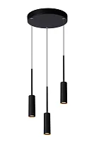 Светильник подвесной LED Tubule 24401/21/30 Lucide чёрный на 3 лампы, основание чёрное в стиле современный каскад трубочки