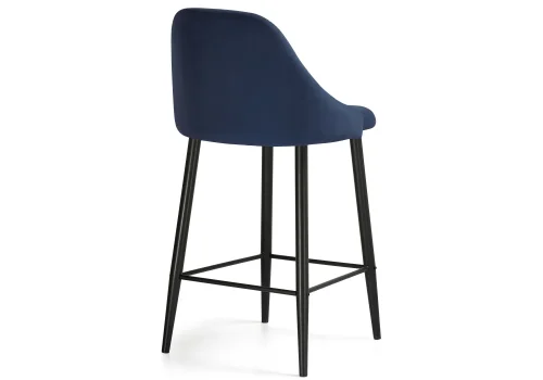 Барный стул Джама темно-синий / черный матовый 448666 Woodville, синий/велюр, ножки/металл/чёрный, размеры - ****460*530 фото 4
