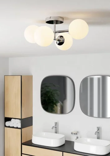 Светильник потолочный Castrovido 902098 Eglo белый на 4 лампы, основание хром в стиле современный шар фото 2