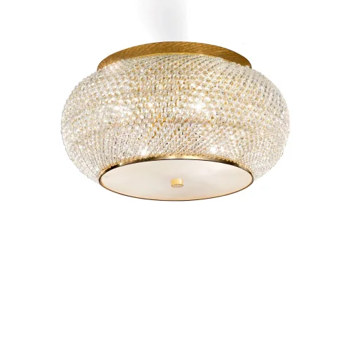 Люстра хрустальная PASHA PL6 ORO Ideal Lux прозрачная золотая на 6 ламп, основание золотое в стиле современный 