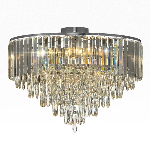 Люстра потолочная хрустальная Leonna CL320191 Citilux прозрачная на 10 ламп, основание хром в стиле классический современный фото 2 Люстра потолочная хрустальная Leonna CL320191 Citilux прозрачная на 10 ламп, основание хром в стиле классический современный фото 2