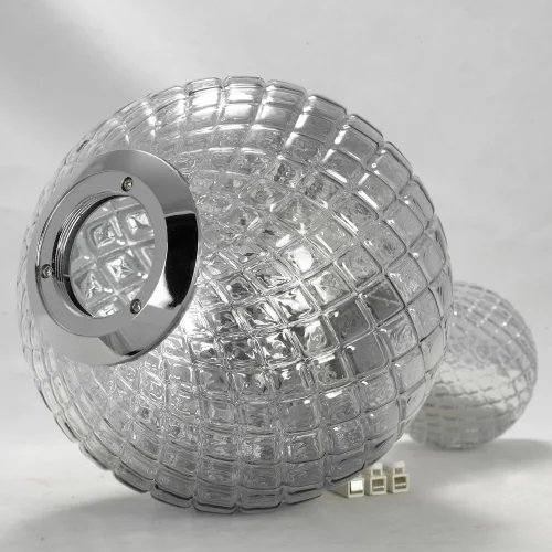 Светильник подвесной LSP-8496 Lussole серый 5 ламп, основание хром в стиле современный каскад шар фото 3