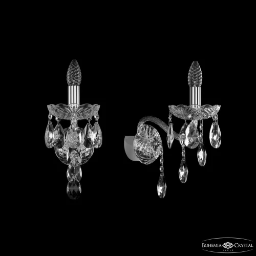 Бра 1415B/1/165/XL Ni Bohemia Ivele Crystal без плафона на 1 лампа, основание прозрачное никель в стиле классический sp