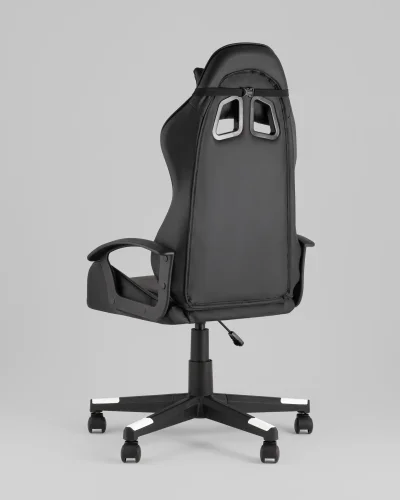 Кресло спортивное TopChairs Warden, черно-белый УТ000039483 Stool Group, чёрный/экокожа, ножки/полимер/чёрный, размеры - 1145*1245***500*470 фото 7