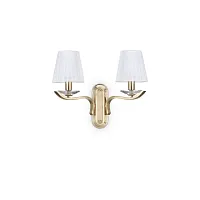 Бра PEGASO AP2 OTTONE SATINATO Ideal Lux белый на 2 лампы, основание латунь в стиле классический 