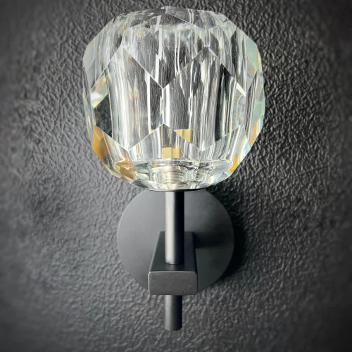 Бра RH Boule de Cristal Single Sconce Black 156563-22 ImperiumLoft серый на 1 лампа, основание чёрное в стиле арт-деко  фото 3