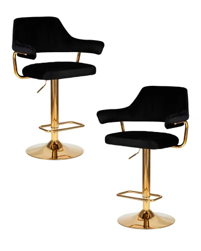 Стул барный набор 2 шт. SET-2 5019_Golden-LM, цвет сиденья черный велюр (MJ9-101), цвет основания золото Dobrin, /велюр, ножки/металл/золотой, размеры - 990*1200***610*540 Стул барный набор 2 шт. SET-2 5019_Golden-LM, цвет сиденья черный велюр (MJ9-101), цвет основания золото Dobrin, /велюр, ножки/металл/золотой, размеры - 990*1200***610*540