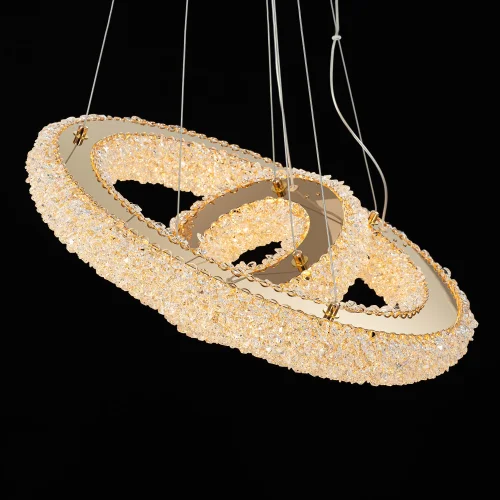 Люстра подвесная LED Cloudy CL323172 Citilux прозрачная на 1 лампу, основание золотое в стиле современный кольца фото 6