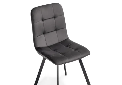 Стул на металлокаркасе Bruk dark gray / black 15236 Woodville, серый/велюр, ножки/металл/чёрный, размеры - ****440*535 фото 6