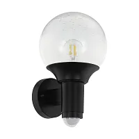 Настенный светильник SOSSANO 97153 Eglo уличный IP44 чёрный 1 лампа, плафон прозрачный в стиле современный E27
