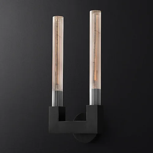 Бра RH CANELLE wall lamp DOUBLE Sconces Black 147232-22 ImperiumLoft прозрачный на 2 лампы, основание чёрное в стиле современный 