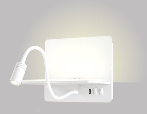 Бра с выключателем ЛЕД DUO AP9W LED WH Crystal Lux белый на 1 лампу, основание белое в стиле минимализм для чтения гибкая ножка фото 2
