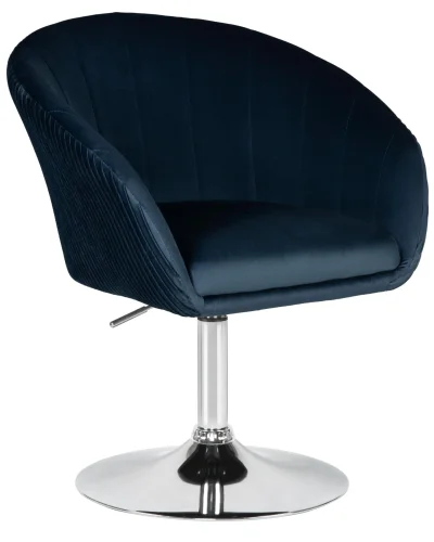 Кресло дизайнерское  8600-LM,  цвет сиденья синий велюр (1922-20), цвет основания хром Dobrin, синий/велюр, ножки/металл/хром, размеры - 750*900***600*570