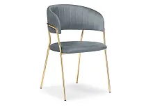 Стул на металлокаркасе Kamelia gray / gold 15321 Woodville, серый/велюр, ножки/металл/чёрный, размеры - ****570*540