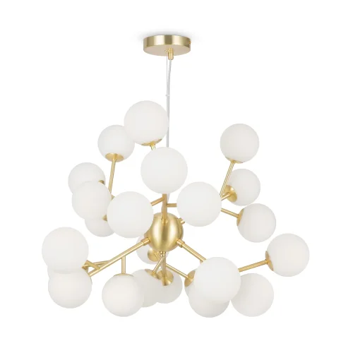 Люстра подвесная Dallas MOD545PL-24BS Maytoni белая на 24 лампы, основание золотое в стиле современный шар