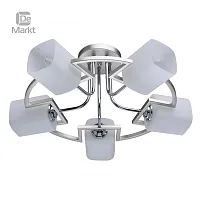 Люстра потолочная Тетро 673011605 DeMarkt белая на 5 ламп, основание серое серебряное в стиле современный 