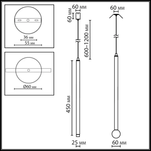Светильник подвесной LED Fiano 4375/3LA Odeon Light никель на 1 лампу, основание никель в стиле хай-тек трубочки фото 2