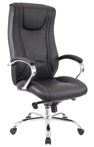 Кресло руководителя King M Кожаное Черный EC-370 Leather Black Everprof, чёрный/кожа, ножки//, размеры - 1230*1290***620*