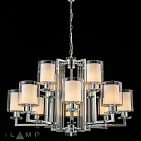 Люстра подвесная King RM6201-8+4 CR+CL iLamp прозрачная на 12 ламп, основание хром в стиле современный американский 
