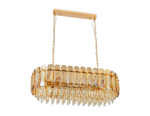 Люстра подвесная TR5074 Ambrella light янтарная на 8 ламп, основание золотое в стиле современный классический  фото 5