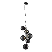 Светильник подвесной Molecola V000197 Indigo чёрный 6 ламп, основание чёрное в стиле хай-тек шар