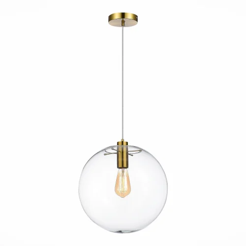Светильник подвесной Noor SL1056.233.01 ST-Luce прозрачный 1 лампа, основание золотое в стиле современный шар