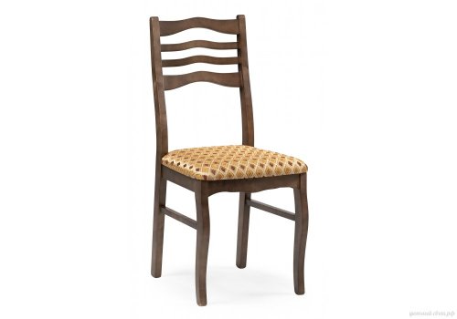 Деревянный стул Амадиу темно-коричневый 577888 Woodville, бежевый/ткань, ножки/массив березы/коричневый, размеры - ****420*490