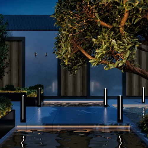 Парковый светильник LED Line O484FL-L15GF3K Maytoni уличный IP65 графит на 1 лампу, плафон графит в стиле современный хай-тек LED фото 7