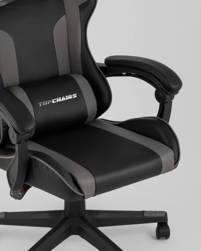 Кресло спортивное TopChairs Commander, черно-серый УТ000039476 Stool Group, чёрный/экокожа, ножки/полимер/чёрный, размеры - 1170*1270***710*710 фото 6